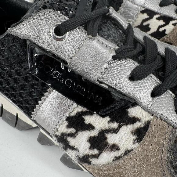 dolce & gabbana shoes 37.5 7.5 suede patchwork capri sneakers designer luxury - Picture 9 of 13